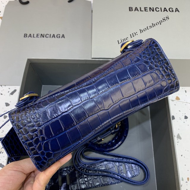 Balenciaga專櫃爆款鱷魚紋海軍藍色手袋手提包 638512 巴黎世家小號Neo Classic機車包 fyj1439